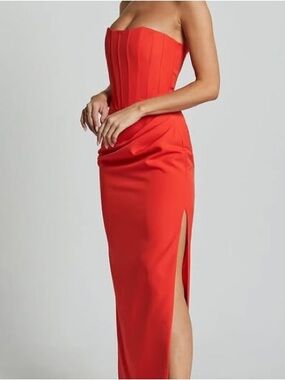 Showpo Red Strapless Midi Dress Sz4
